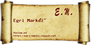 Egri Markó névjegykártya